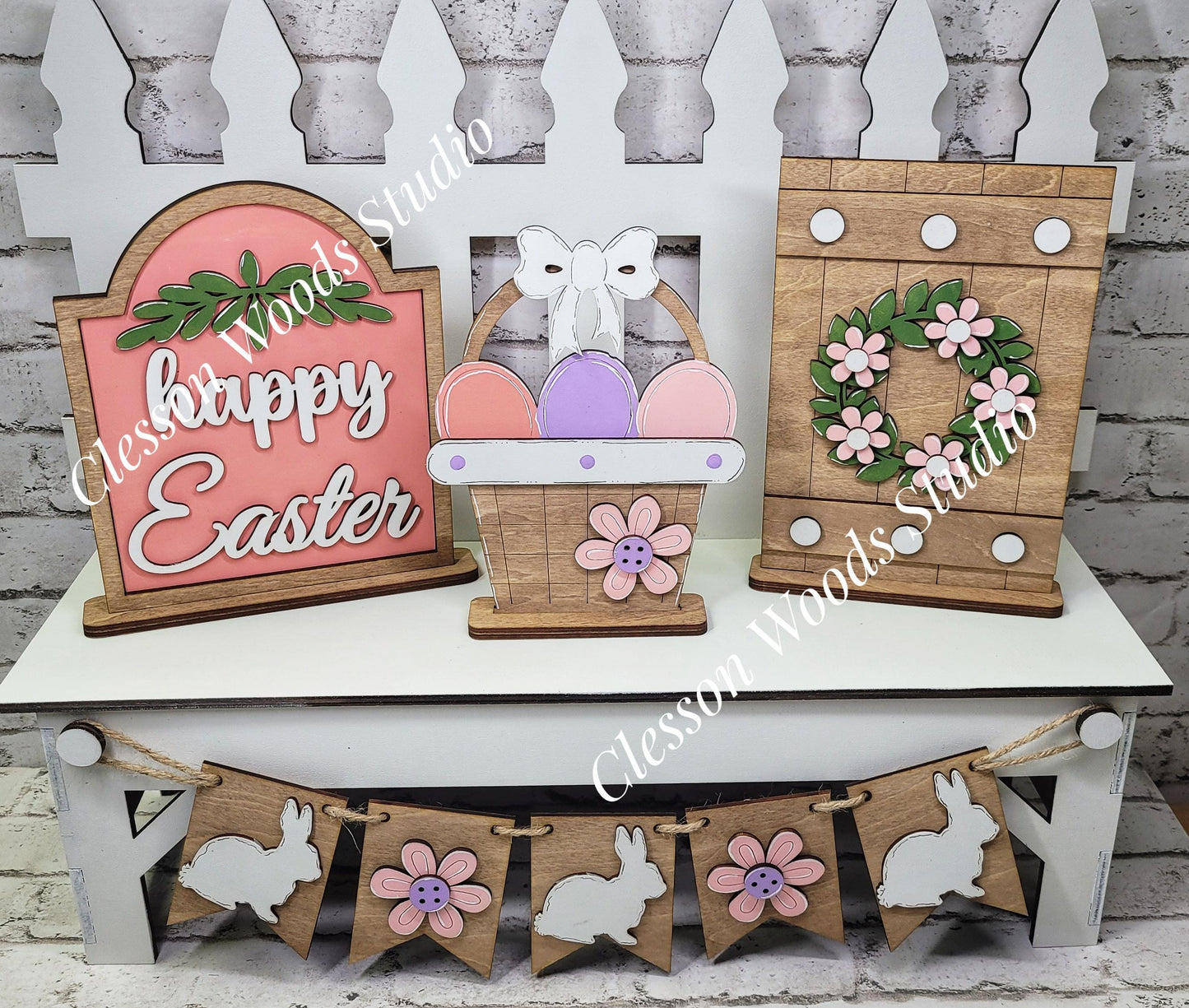Finished Painted Easter Set for Large Bench