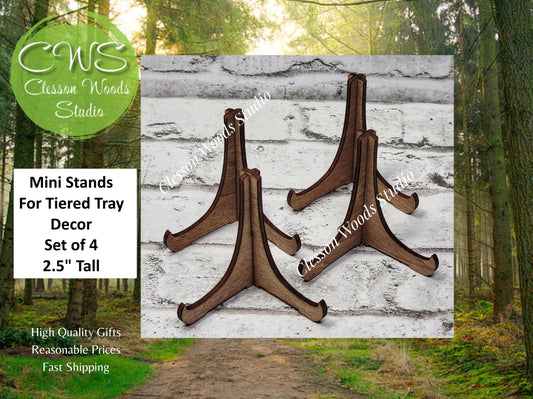 Set of 4 Stained Mini Stands for Tiered Tray Decor