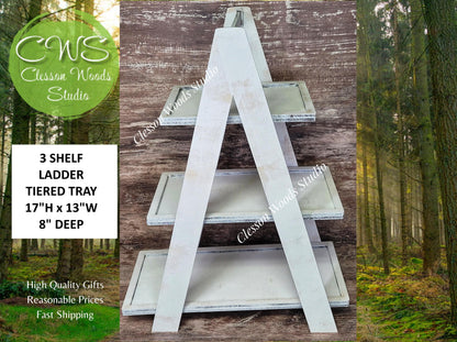 3 Shelf Rustic Ladder Tiered Tray