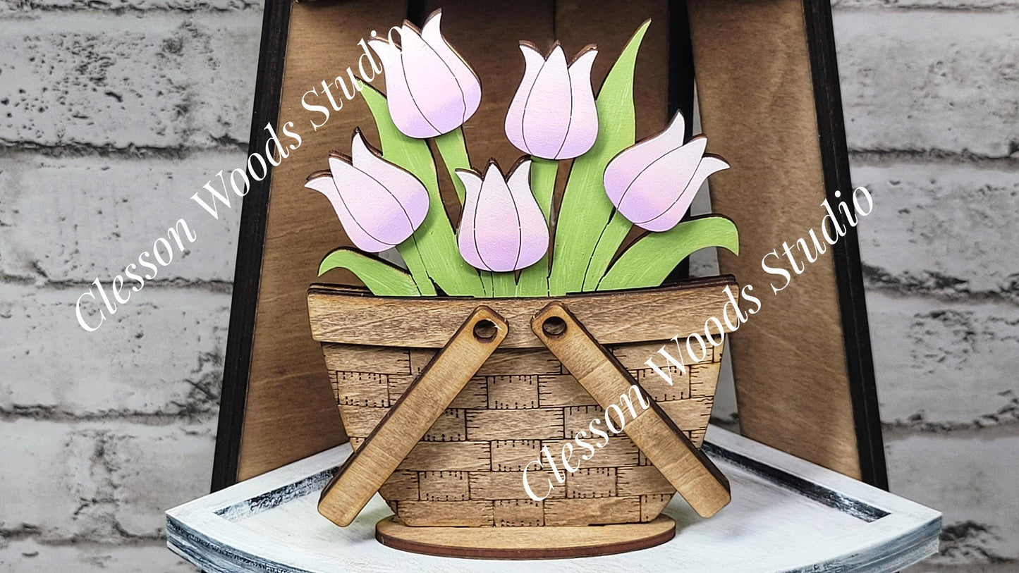 Spring Tulips Tiny Basket Insert
