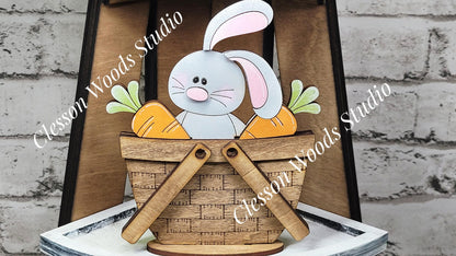 Gray Bunny & Carrots Tiny Basket Insert