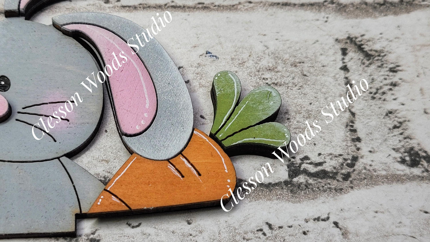 Gray Bunny & Carrots Tiny Basket Insert