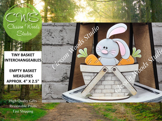 Gray Bunny & Carrots Tiny Basket Insert