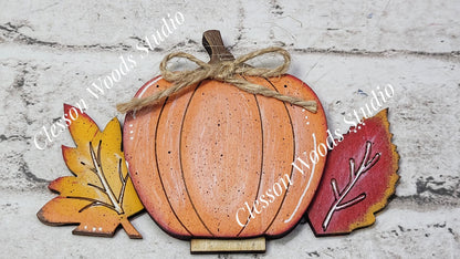 Tiny Fence Basket Set - Pumpkins & Leaves Rustic White/Apple Basket