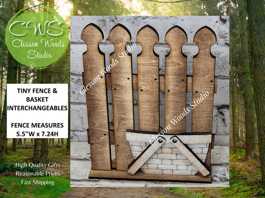 Tiny Fence Only - Stained With Rustic White Basket