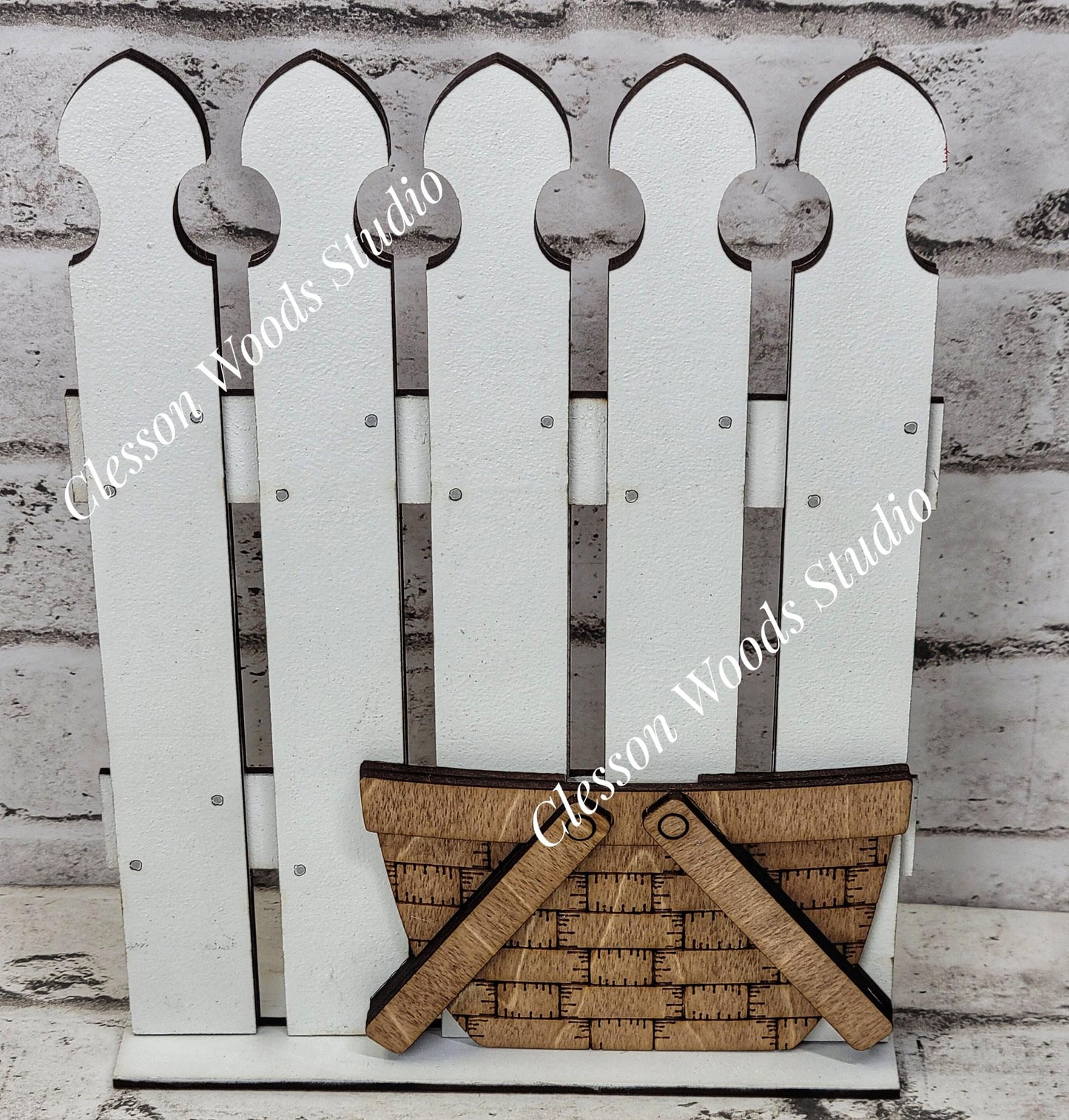 Hand-Painted Tiny Fence Basket Set – Interchangeable Seasonal Decor