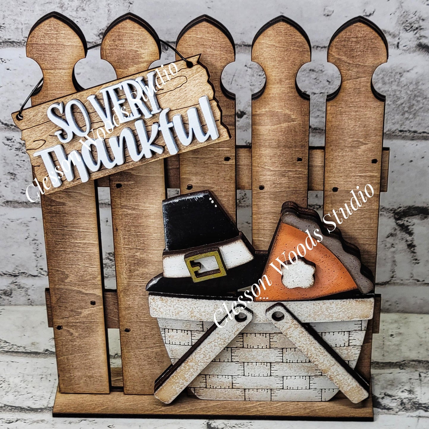 Hand-Painted Rustic Fence and Basket Set – Interchangeable Tiered Tray Decor