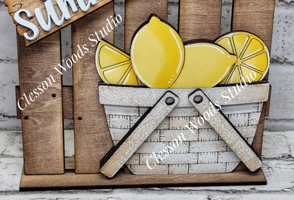 Hand-Painted Tiny Fence Basket Set – Rustic Lemon Summer Vignette