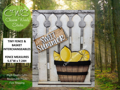 Tiny Fence Basket Set - Lemons Rustic White/Apple Basket