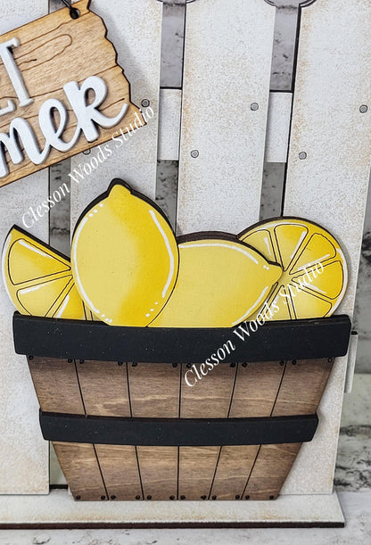 Tiny Fence Basket Set - Lemons Rustic White/Apple Basket