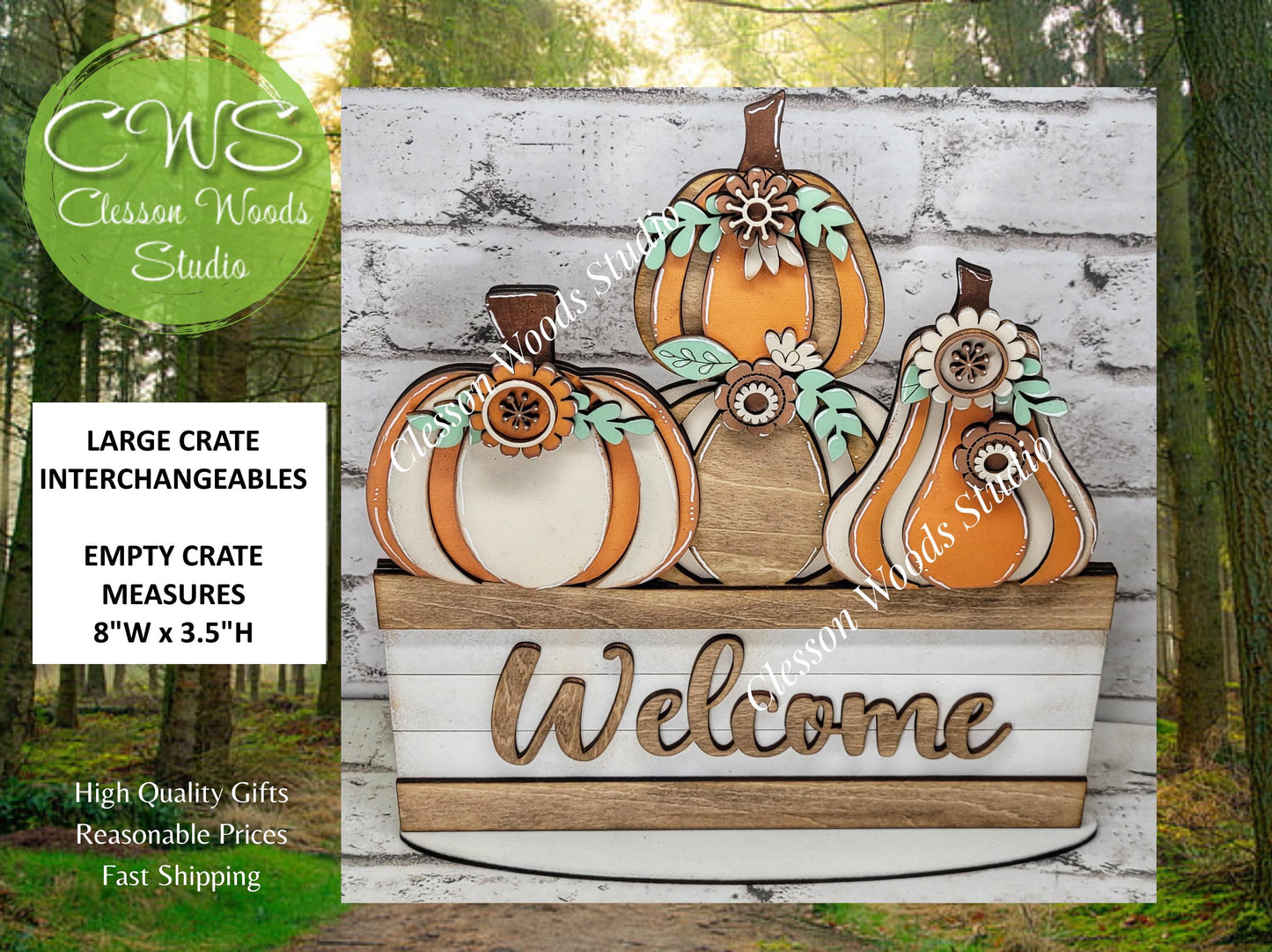 Pumpkin & Flower Insert for Large Basket or Crate