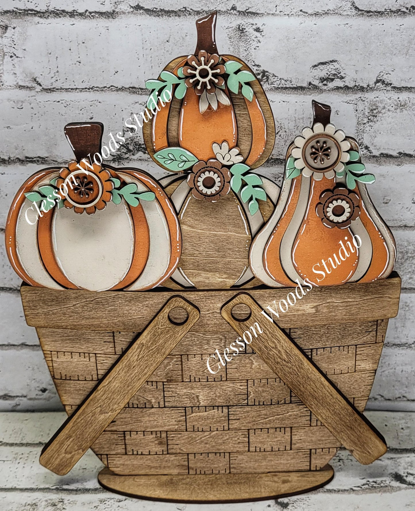 Pumpkins & Flowers Insert for Large Basket or Crate