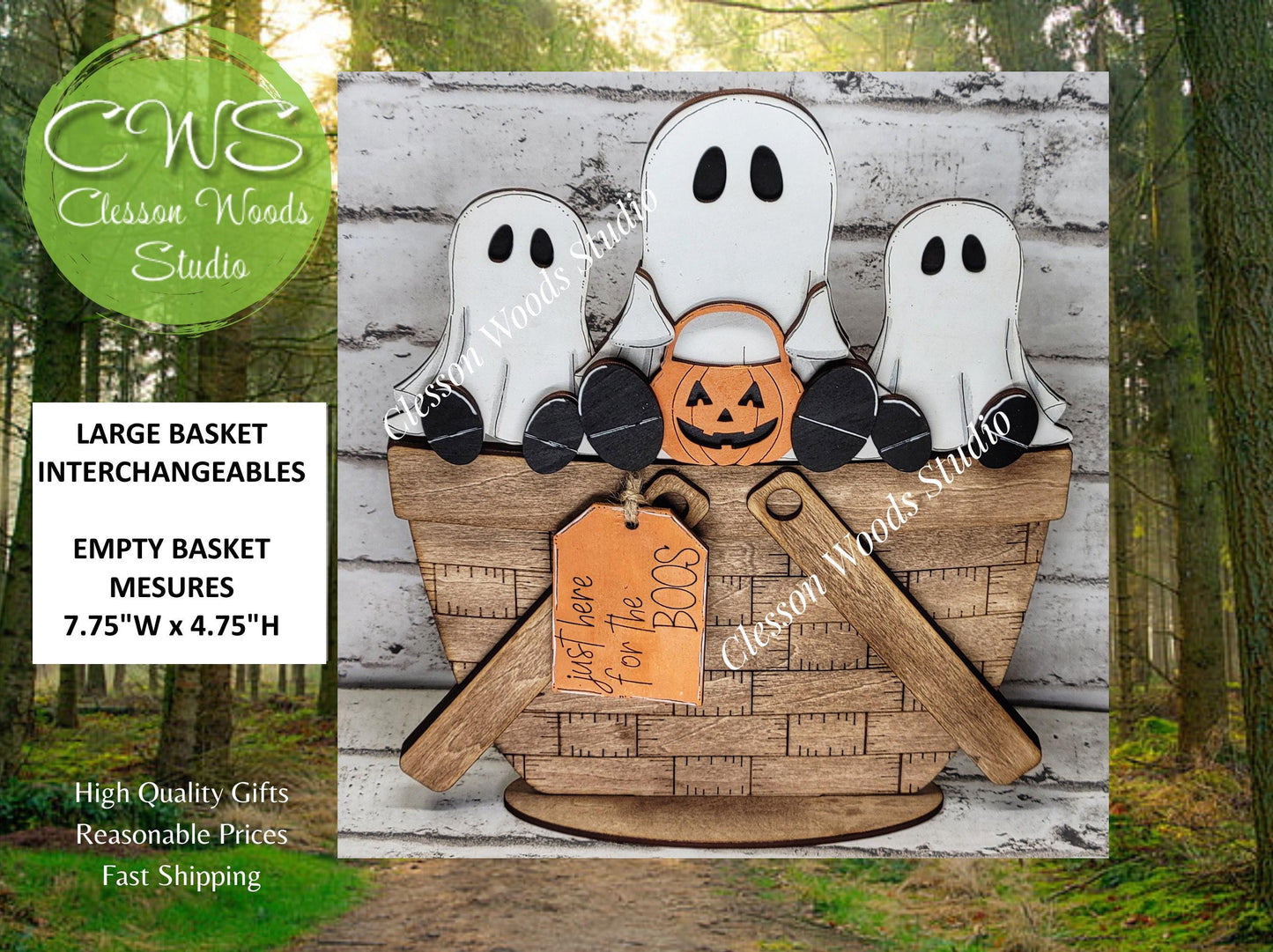 Halloween Ghosts Insert for Large Basket or Crate