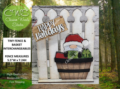Tiny Fence Basket Set - Christmas Gnome Rustic White/Apple Basket