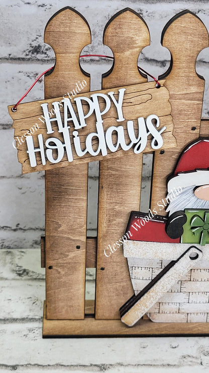 Tiny Fence Basket Set – Hand-Painted Rustic Christmas Gnome Décor