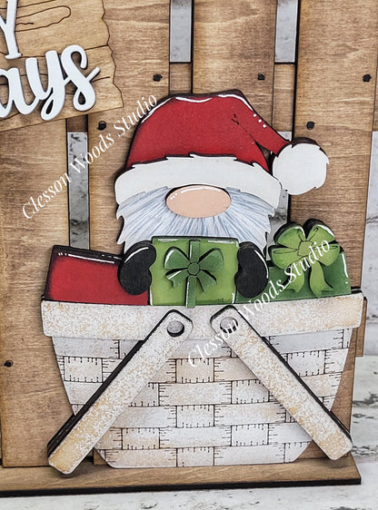 Tiny Fence Basket Set – Hand-Painted Rustic Christmas Gnome Décor