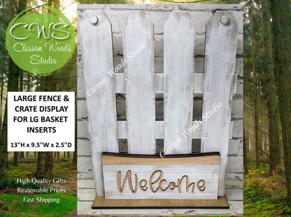 Large Rustic Fence Crate Display – Farmhouse Seasonal Decor (13"H x 9.5"W)