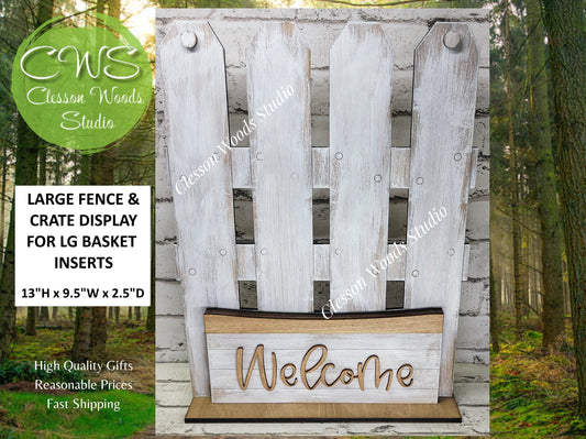 Large Rustic Fence Crate Display – Farmhouse Seasonal Decor (13"H x 9.5"W)
