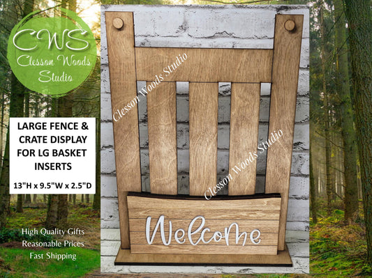 Large Wooden Fence Crate Display – Farmhouse Seasonal Decor (13"H x 9.5"W x 2.5"D)
