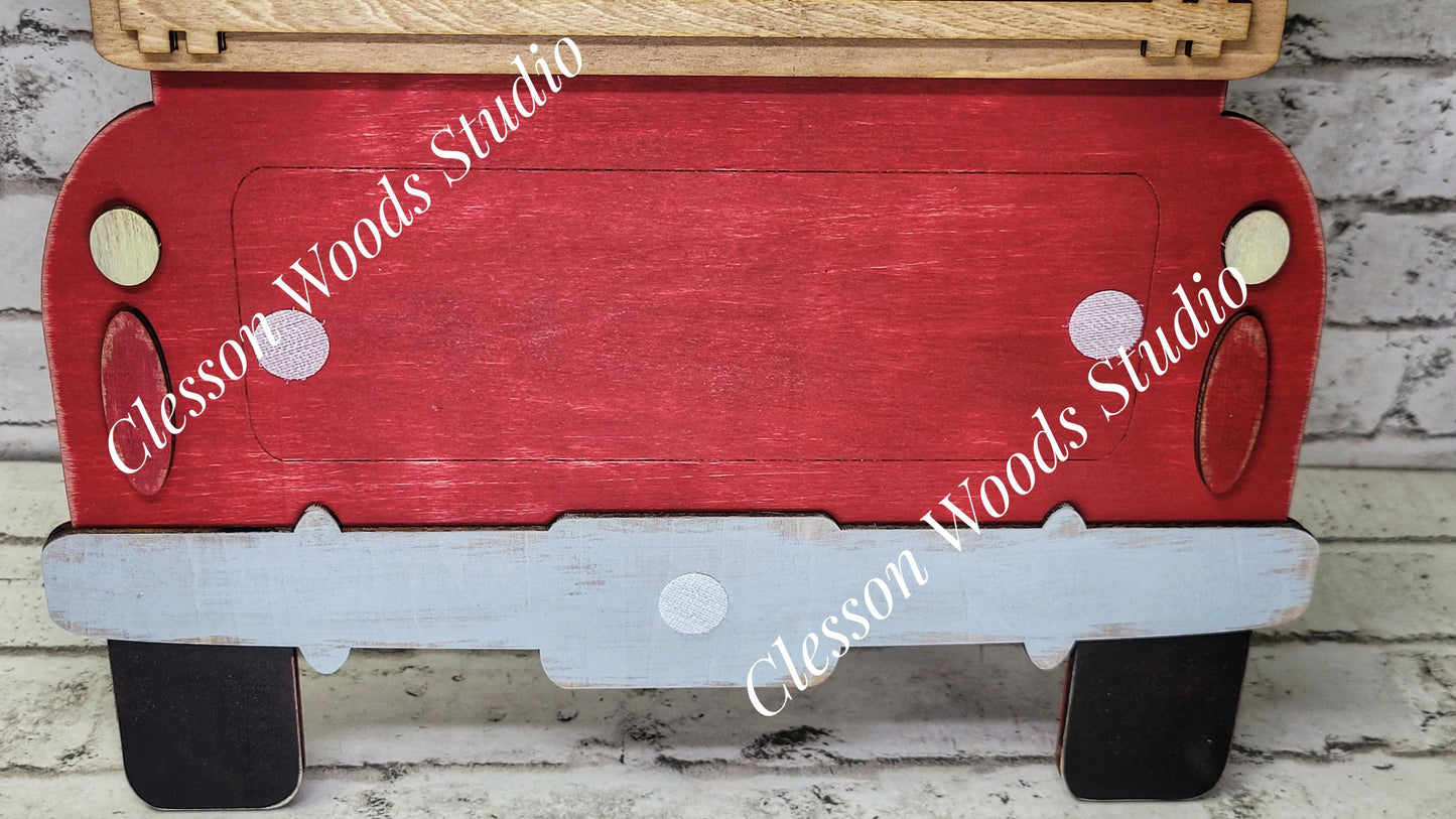Finished 12 Inch Wood Red Truck Display