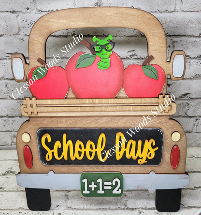 School Days Insert Add-On for Trucks, Fence, Round, Pallet, House, Cabinet & Arched Bases