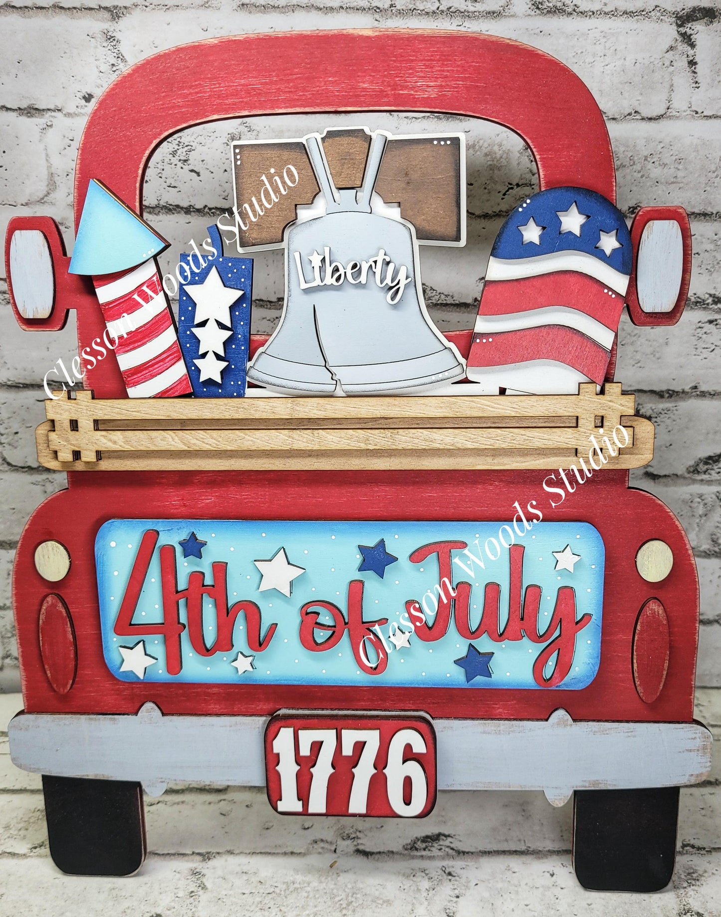 Patriotic July 4th Insert Add-On for Trucks, Fence, Round, Pallet, House, Cabinet & Arched Bases