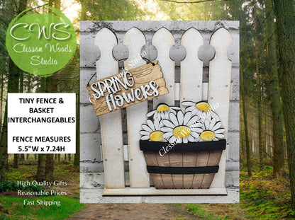Tiny Fence Basket Set - Daisy Rustic White/Apple Basket