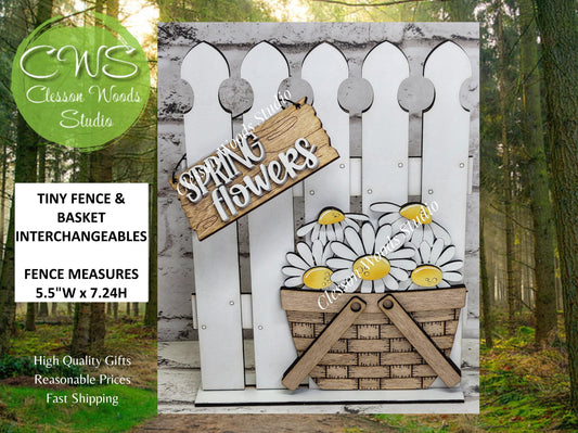 Hand-Painted Wooden Fence Basket Set – Interchangeable Seasonal Decor