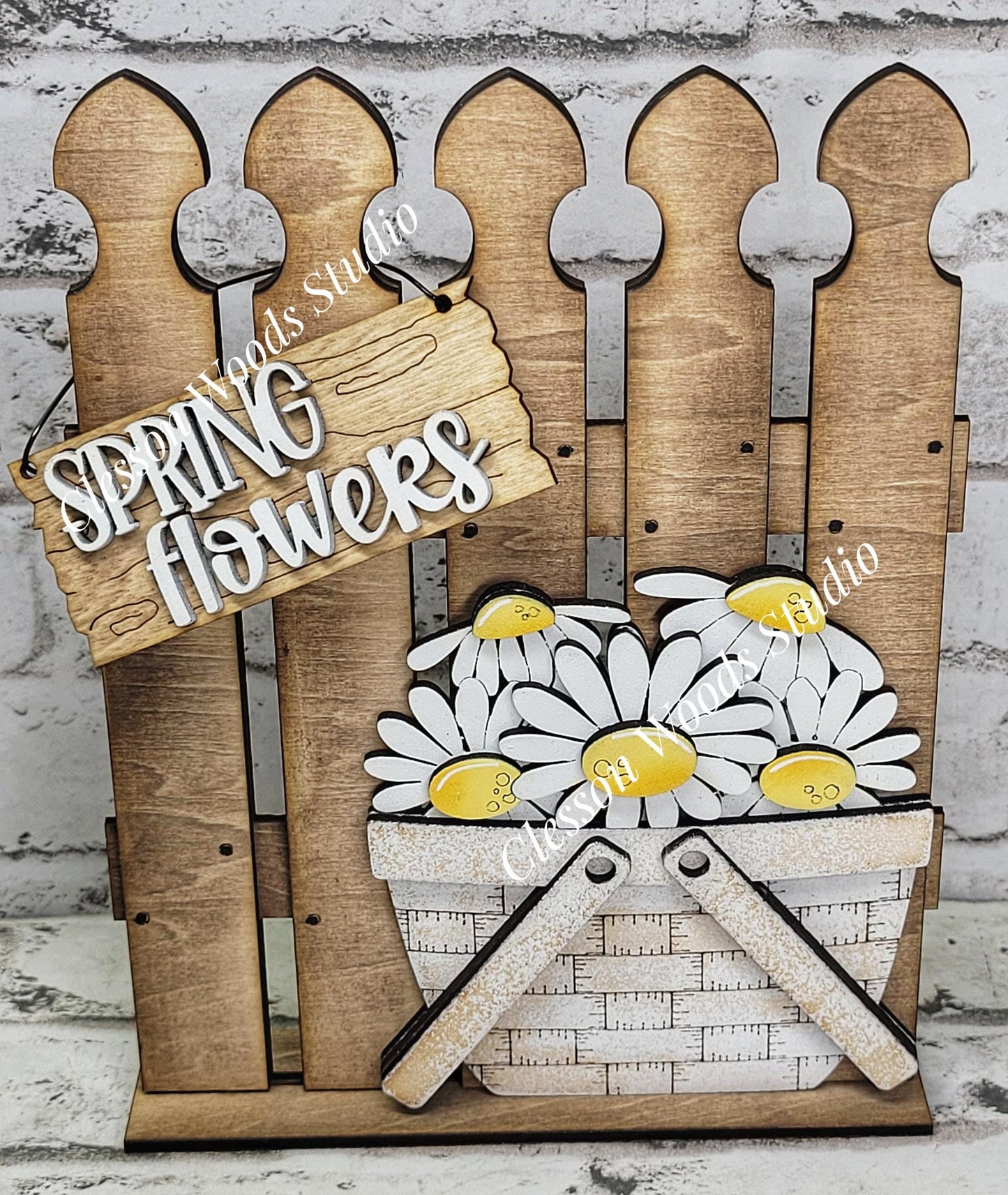 Tiny Fence Basket Interchangeables – Hand-Painted Rustic Wood Vignette Decor