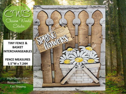 Tiny Fence Basket Interchangeables – Hand-Painted Rustic Wood Vignette Decor