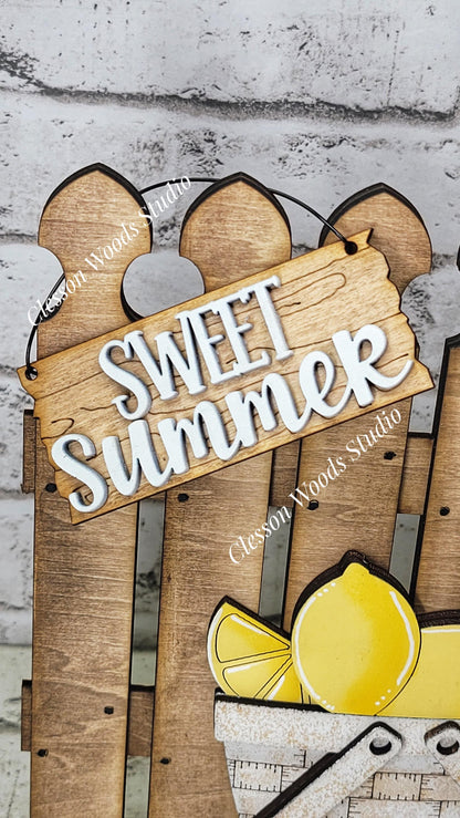 Hand-Painted Tiny Fence Basket Set – Rustic Lemon Summer Vignette