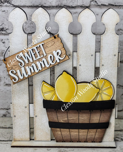 Tiny Fence Basket Set - Lemons Rustic White/Apple Basket