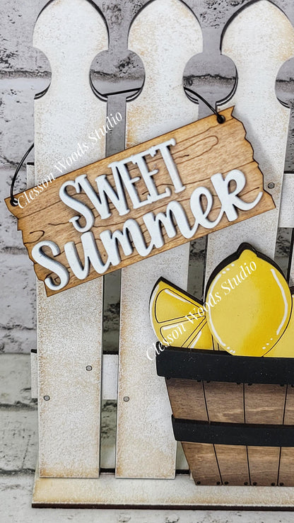 Tiny Fence Basket Set - Lemons Rustic White/Apple Basket