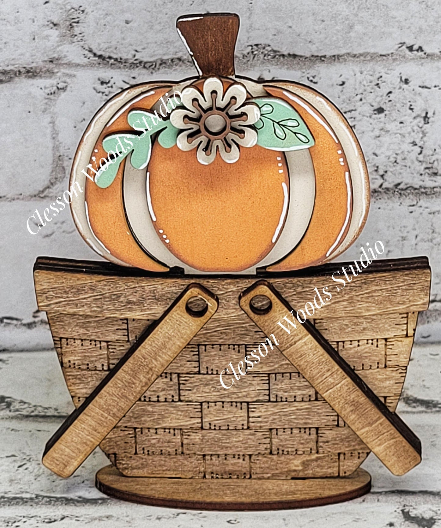 Fall Pumpkins & Flowers Tiny Basket Insert