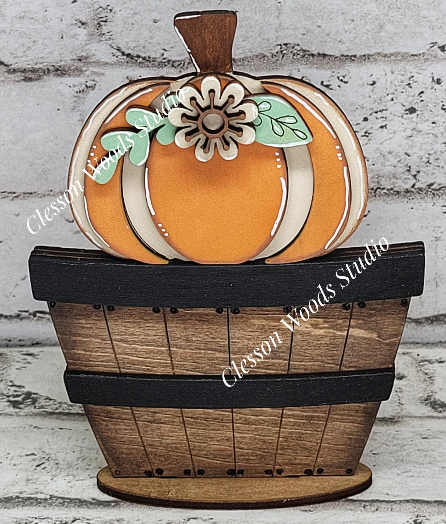 Fall Pumpkins & Flowers Tiny Basket Insert