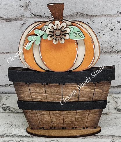 Fall Pumpkins & Flowers Tiny Basket Insert