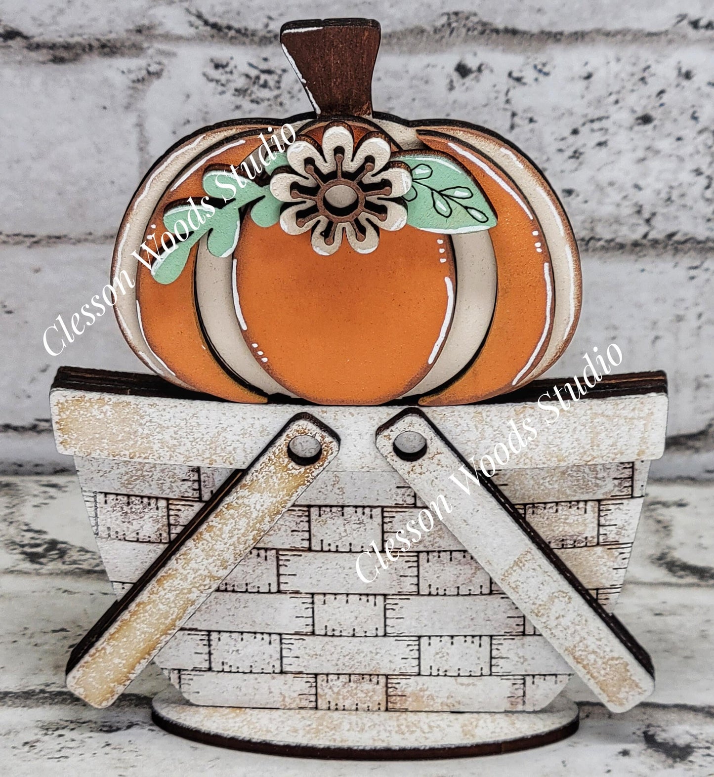Fall Pumpkins & Flowers Tiny Basket Insert