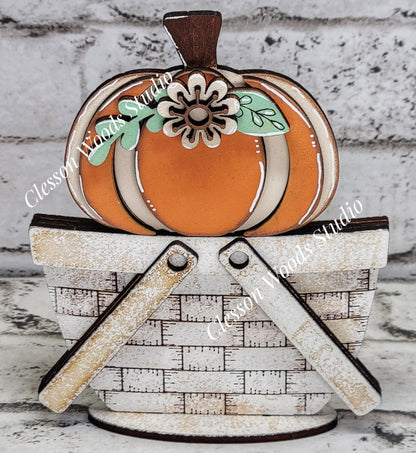Fall Pumpkins & Flowers Tiny Basket Insert