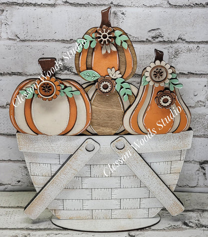 Pumpkins & Flowers Insert for Large Basket or Crate