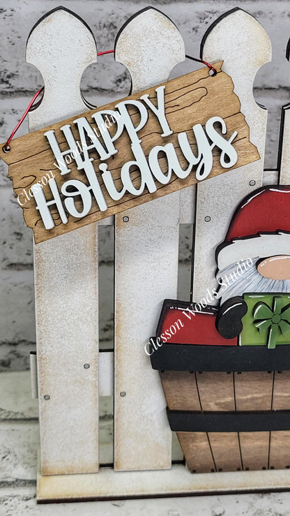 Tiny Fence Basket Set - Christmas Gnome Rustic White/Apple Basket