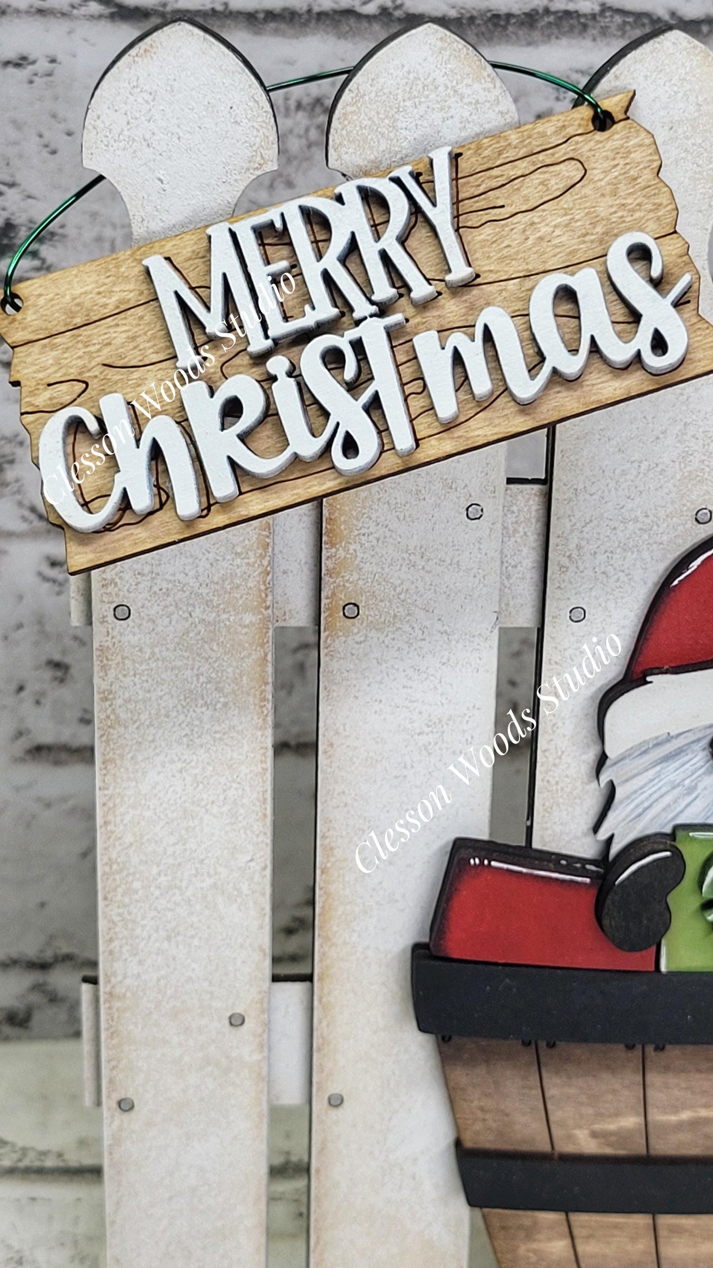 Tiny Fence Basket Set - Christmas Gnome Rustic White/Apple Basket
