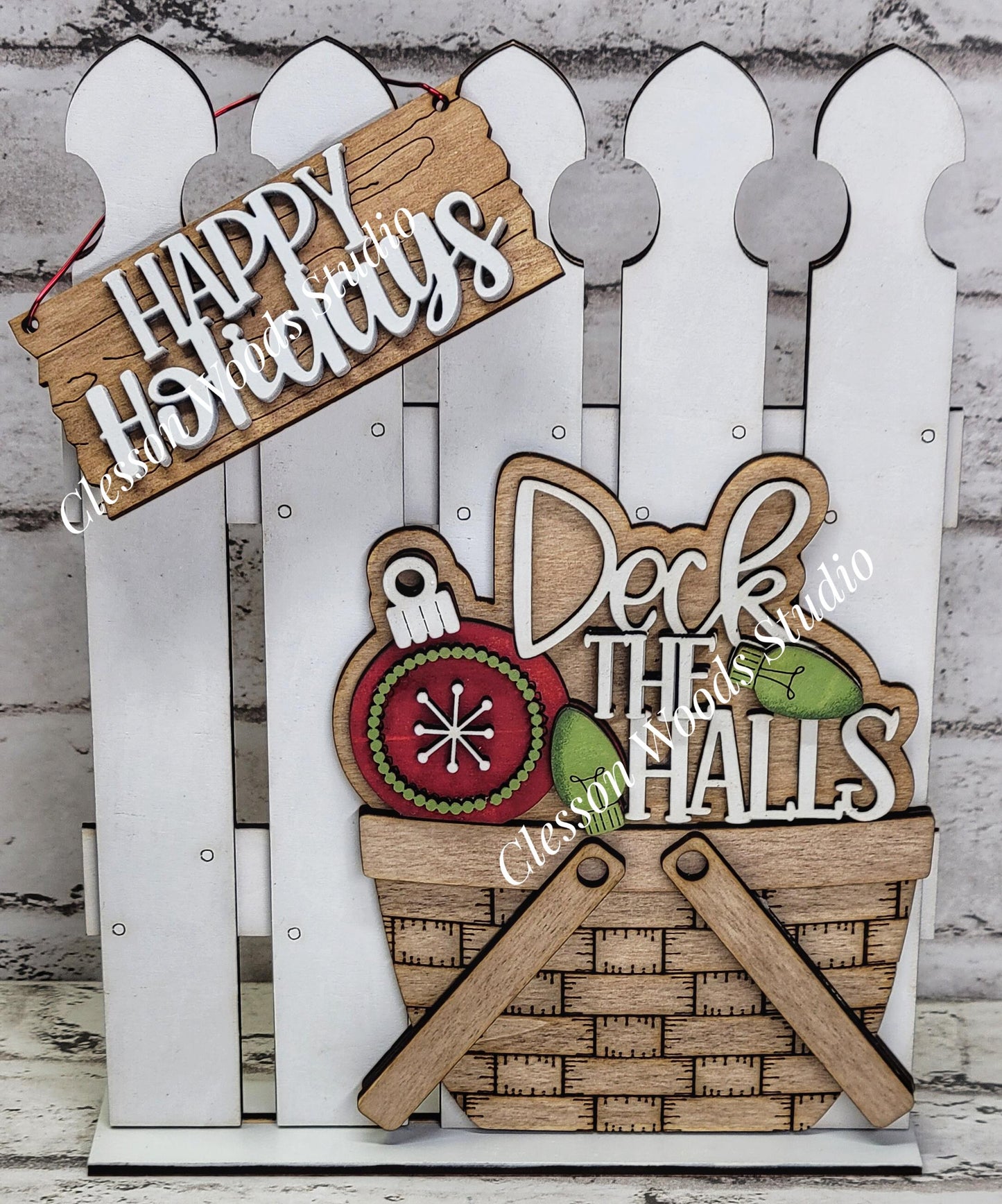 Hand-Painted Tiny Fence Basket Set – Interchangeable Seasonal Decor