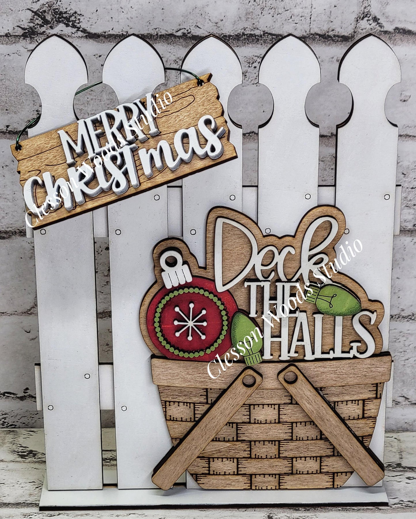 Hand-Painted Tiny Fence Basket Set – Interchangeable Seasonal Decor