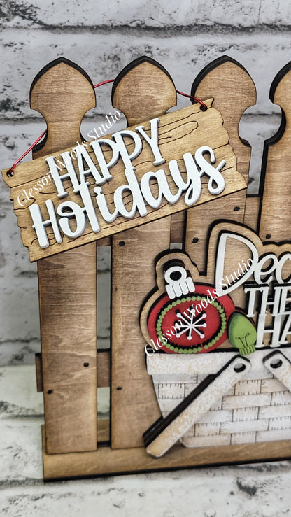 Tiny Fence Basket Set – Hand-Painted Rustic Christmas Decor