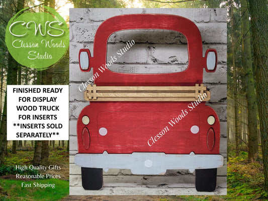 Finished 12 Inch Wood Red Truck Display