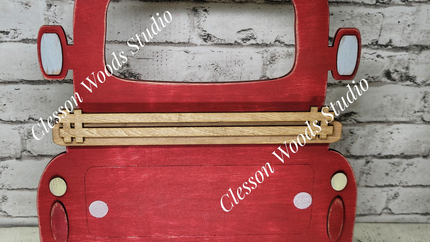 Finished 12 Inch Wood Red Truck Display