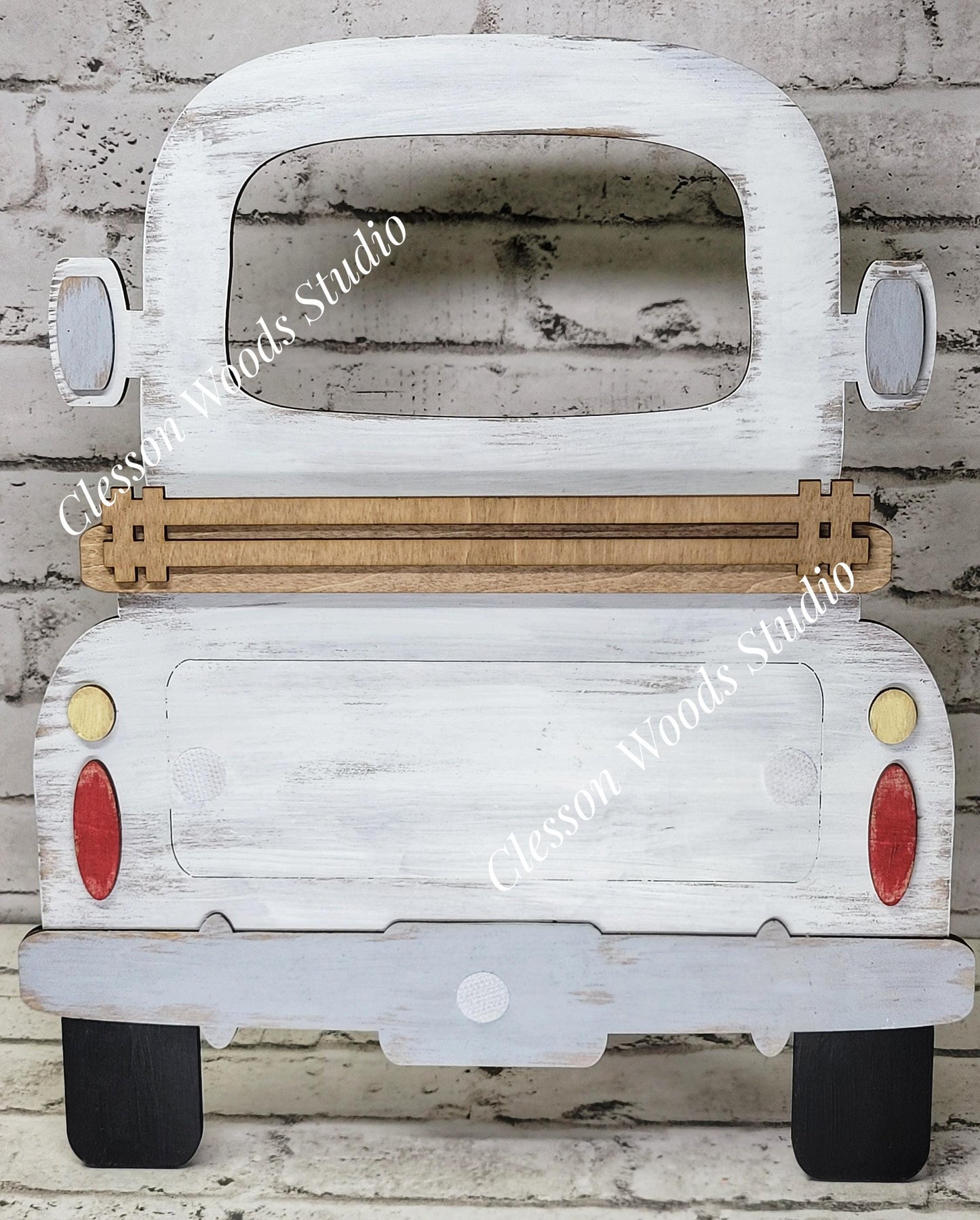 Finished 12 Inch Wood White Truck Display