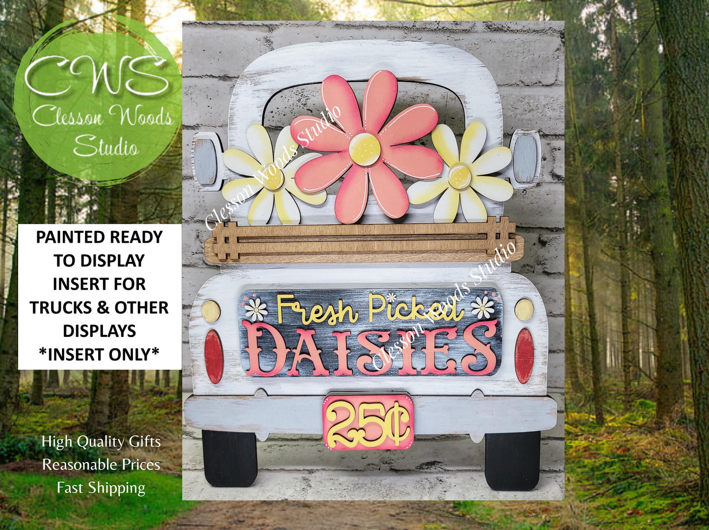 Daisy Insert Add-On for Trucks, Fence, Round, Pallet, House, Cabinet & Arched Bases