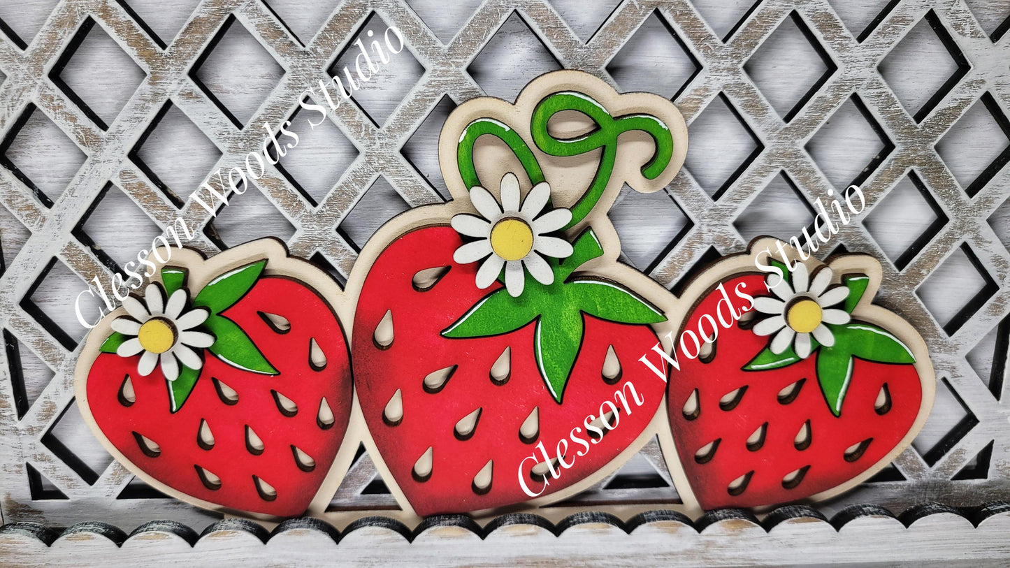 Strawberry Insert Add-On for Trucks, Fence, Round, Pallet, House, Cabinet & Arched Bases