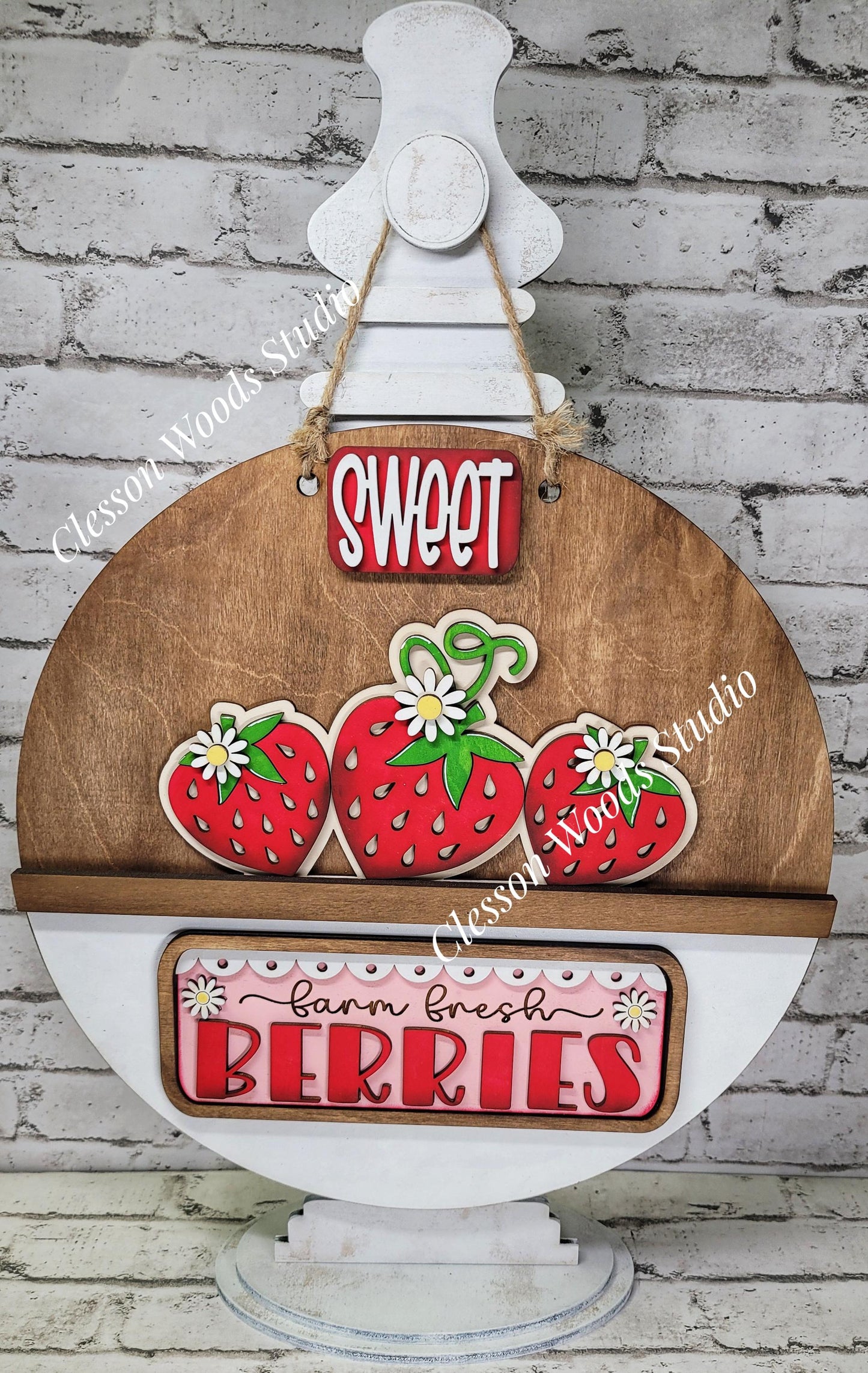 Large 12" Round Door Hanger for Truck Inserts White/Stained